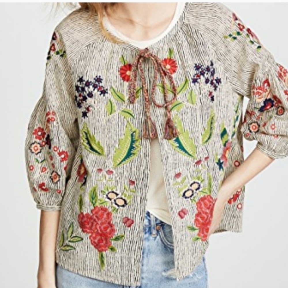 Velvet by Graham & Spencer Floral Embroidered Top - Red, Green, Blue